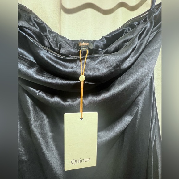 Quince Midnight Blue 100% Washable Silk Strapless Midi Dress – NWT – Size L - Picture 3 of 15